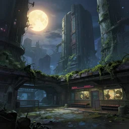 a beautiful photorealistic anime illustration of urbex city architecture nature underground station abandoned by ralph mcquarrie, fantasy reclaimed by nature at night galactic cgsociety cyberpunk tundra evil at dawn matte painting morning sun, archdaily, wallpaper, highly detailed, trending on artstation.