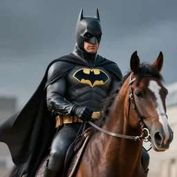 batman riding horse, perfect faces, 1 0 0 mm