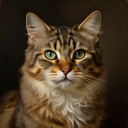 a renaissance style portrait painting of anthropomorphic cat