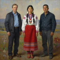 Richard Schmid and Jeremy Lipking and Antonio Rotta full length portrait painting of a young beautiful traditonal american indian girl