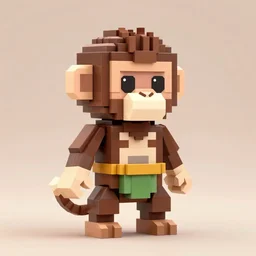 voxel art of a battle monkey, 3d render, character design