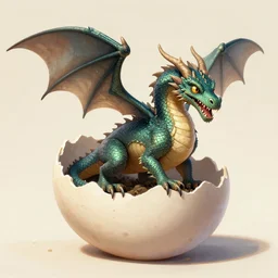 a dragon hatching from an egg
