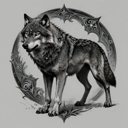 a beautiful symbol of a wolf, struggle, honor, pride, intricate details, artstation, concept art, dark, dangerous