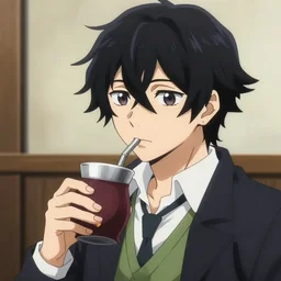 Dazai from Bungou Stray Dogs drinking mate