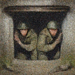 two soldiers hiding in an bunker, Matte painting , detailed painting, greg rutkowski
