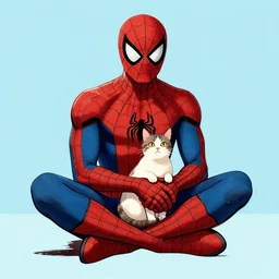 franklin booth illustration spider - man sitting down with a cat in his lap