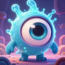 cartoon big eye in 3d rim abyssal bioluminecant dofus hyperbeast by Brock Hofer digital art, ArtStation  GTA cover comics style  global illumination Volume lighting Pixar and Disney tone mapping harmony and joy color pastel vibrant