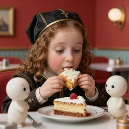 medieval jan van eyck closeup face portrait of tin toy emogirls eating cakes in a 1 9 5 0 s diner, nicoletta ceccoli, mark ryden, lostfish, max fleischer, depth of field, detailed and intricate red square environment, 8 k resolution, hyperrealistic, octane render