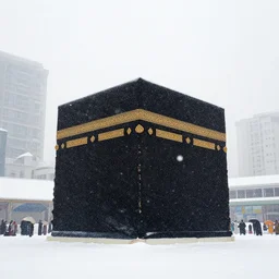 kaa'ba in snow, winter, photograph