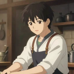 an anime portrait of charlie day as a blacksmith, anime soft shaded, smooth, clean lines