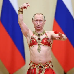 russian president putin as a belly dancer, portrait