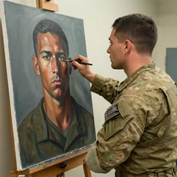 Navy SEAL working on a painting to help with ptsd