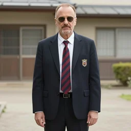 saul goodman wearing a japanese high school uniform