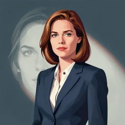 young gillian anderson as dana scully, x - files, business suit, cutout vector behance hd artgerm jesper ejsing simon stalenhag