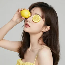 the portrait of an absurdly beautiful, graceful, elegant, sophisticated, young teen anime girl made up of lemons looking up, an ultrafine hyperdetailed illustration by kim jung gi, irakli nadar, intricate linework, bright colors, octopath traveler, final fantasy, unreal engine 5 highly rendered, global illumination, radiant light, detailed and intricate environment