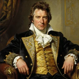 alan rickman as hans gruber, ultra detailed, beautiful, decolte, by greg hildebrandt fancy rococo baroque oil painting high quality clothed in fancy garb in pin up style