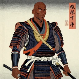 Michael Jordan in a samurai suit in the style of ukiyo-e
