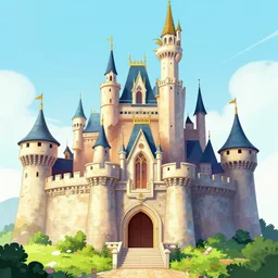 photo cartoon illustration comics manga painting of castle : 6 fantasy, digital painting, unreal engine, 8 k, volumetric lighting, contrast