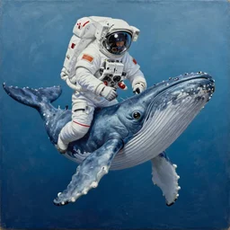 whale as an astronaut, oil on canvas, intricate, portrait, 8 k highly professionally detailed, hdr, cgsociety