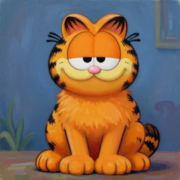 Garfield the cat illustration, majestic, painting oil on canvas HDR, animation style