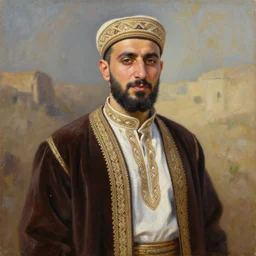 saladin wearing kurdish clothes, beautiful oil painting, kurdish!!, award winning art