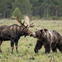 moose fighting a brown bear