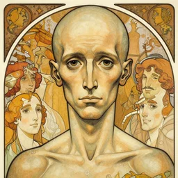 portrait of homunculus, medium closeup, epic lit, hyper detailed design, shape focus, graphic novel, very cartoon, by anton fadeev, simon stalenhag, greg rutkowski, alphonse mucha, mural