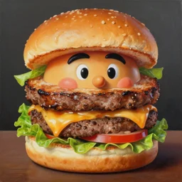 Gene Belcher from Bobs Burguer hyperrealistic painting detailed