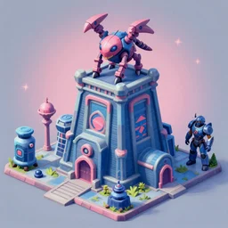 game asset of the sims terran building infused with zerg hydralisk, in gouache detailed paintings, props, stylized, 2 d sprites, kitbash, arcane, overwatch, blue and pink color scheme, 8 k, close up