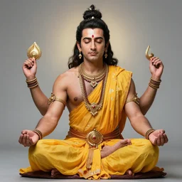 Steve Carell meditate as a Hindu god who has four arms