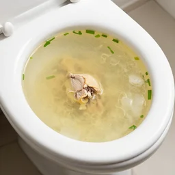 toilet filled with chicken noodle soup