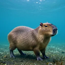 A capybara underwater, Greg Rutkowski, Yoji Shinkawa