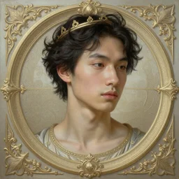 An extremely beautiful pre-raphaelite ornate portrait of a very beautiful asian man, surreal, ultradetailed, intricate, elegant, digital art painting, concept art, smooth, sharp focus, magazine art cover illustration, regal, award winning picture, extremely detailed masterpiece, sense of awe, featured on Artstation, Artgerm, winning award piece, ethereal bubbles, Aetherpunk, low-key neon lightning, stormy weather, Exquisite floral details, 8K detail post-processing, matte, oil painting