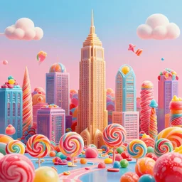 a city made of candy, digital art