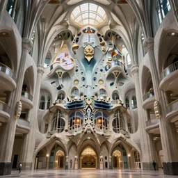 intricate architectural rendering of futuristic cathedral interior by antoni gaudi, syd mead, studio ghibli, makoto shinkai, cinematic, art deco, parametric design, organic design, award winning, masterpiece, designboom, cgarchitect, trending on archinect, archillect, 8 k
