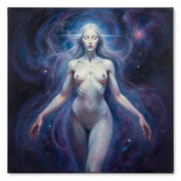 a beautiful painting of a feminine cosmic dmt entity of the upper planes by artgerm and alex grey, trending on artstation