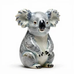 porcelain figurine koala, high detail photograph, full body, isolated on a pure white background, centered, entire subject in frame, sharp focus, soft studio lighting