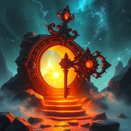 a galaxy key, ornate and intricate, glowing nether portal, by anton fadeev, by rhads, 4 k