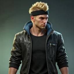 cyberpunk 2 0 7 7, johnny silverhand, male, short, blonde hair, faux hawk, sock cap, artstation, style of marcin blaszczak, concept by lea leonowicz, in - game hair by bill daly, blender, zbrush, marvelous designer substance, 3 d painter photoshop, photoshop, maya