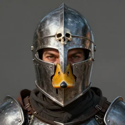 duck as a realistic fantasy knight, closeup portrait art by donato giancola and greg rutkowski, realistic face, digital art, trending on artstation, symmetry!!, skull helmet