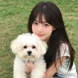 young woman, looking like a cute dog