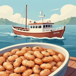 boat above baked beans, stock photo 4 k hd