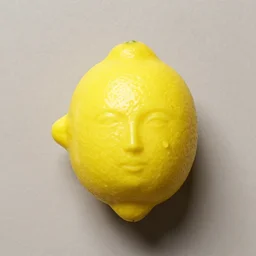 “ a lemon shaped with a woman face on it”