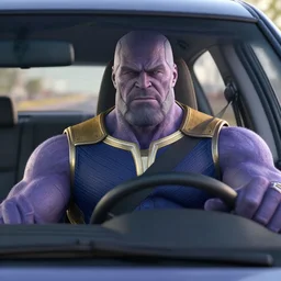thanos driving a car