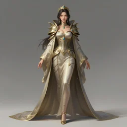 fantasy female queen, fullbody view, wide angle view, highly detailed, qichao wang, artgerm, cushart krenz, zeronis, trending on artstation, soft light, sharp edges, illustration, character design, concept art