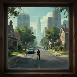 stargate leading into a suburban street. framed, centralized urban fantasy, high detailed digital art trending in artstation. artist greg rutkowski
