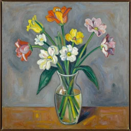 vase with flowers, artwork by lucian freud