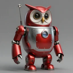 adventurer ( ( ( ( ( 1 9 5 0 s retro future robot android fat wise old owl android. muted colors. ) ) ) ) ) by jean baptiste monge!!!!!!!!!!!!!!!!!!!!!!!!! chrome red