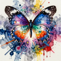 butterfly supernova on acid, jackson pollock, greg rutkowski, trending on artstation, watercolor painting, intricate