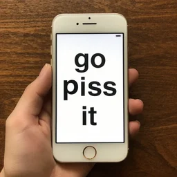 an iphone that says go piss on it